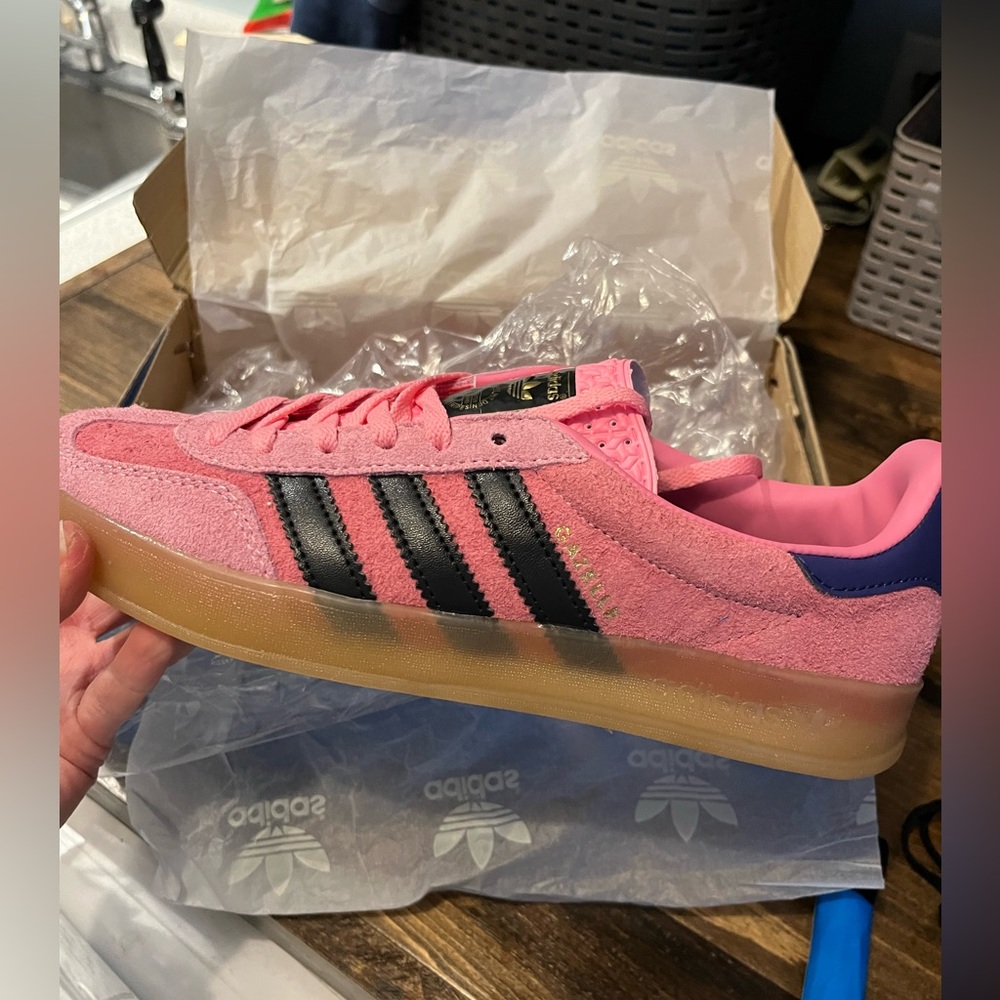 SOLD ELSEWHERE: Pink Adidas Gazelle, brand new in box!